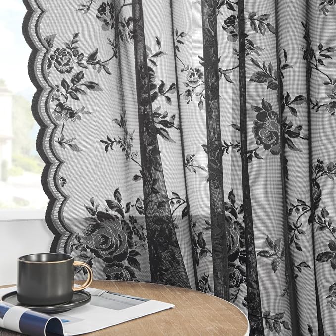 Black Lace Cafe Curtains - Image 5
