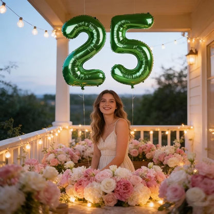 Number 25 Balloons 40 Inch for 25 52 Birthday Party Decorations, Dark Green | - Image 3