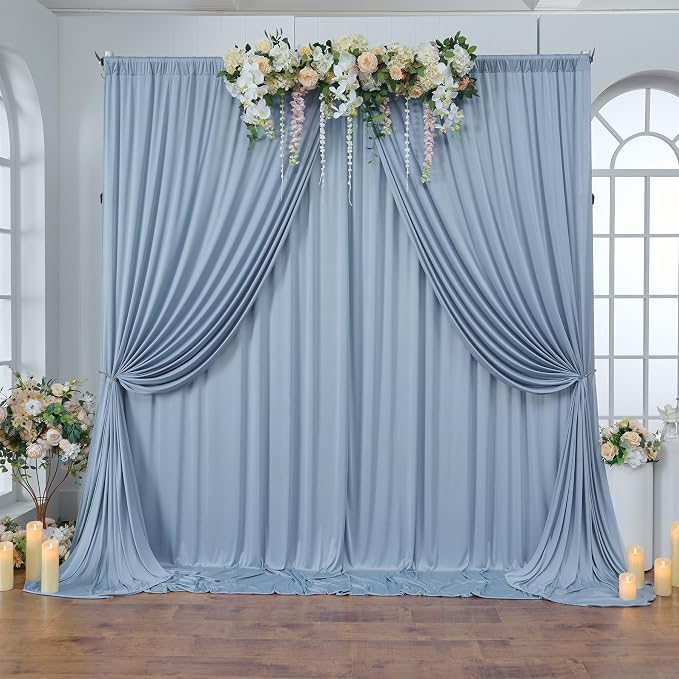 20ftx10ft Wrinkle Free Dusty Blue Backdrop Curtains - Image 7