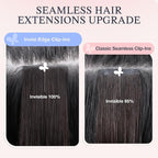 DOORES Hair Extensions Real Human Clip in 18 inch 130g 7pcs Invisi Edge, Seamless Clip in Hair Extensions Invisible Clipins Virgin Injected Skin Weft, 2 Dark Brown