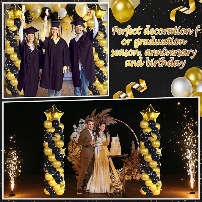 Gejoy 110 Pcs Black Gold Balloons Column Stand Kit Adjustable Tower Stand from - Image 6