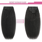 Kinky Straight Clip in Human Hair Extensions for Black Women 8Pcs 120g Seamless Kinky Straight Clip Ins 18Clips Double Weft Human Hair Full Head Hair Extensions (1B 22 Inch)