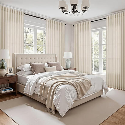102 Inch Long Curtains for Living Room Birch Beige Linen Light Filtering Semi - Image 7