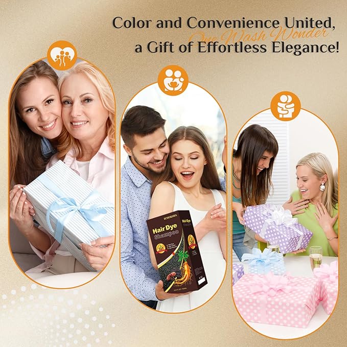 At-Home Hair Dye Shampoo in Blonde Brown - 3-in-1 Root to Tip Coloring & Care, Natural Hair Color Shampoo for Women & Men, Gentle Covers Gray Hair in Minutes, Formulated for All Hair Types, 16.9 Fl Oz