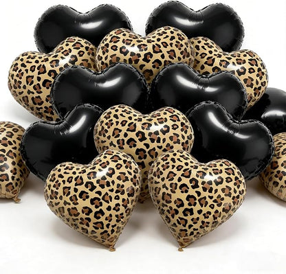 Leopard Print & Black Heart Foil Balloon Set | by EDFHSEZ
