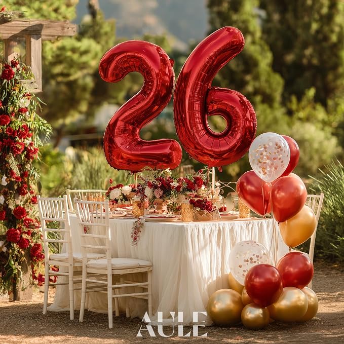 AULE 40 Inch Red 26 Balloon Number Foil 0-9 Birthday Big Numbers | Birthday - Image 5