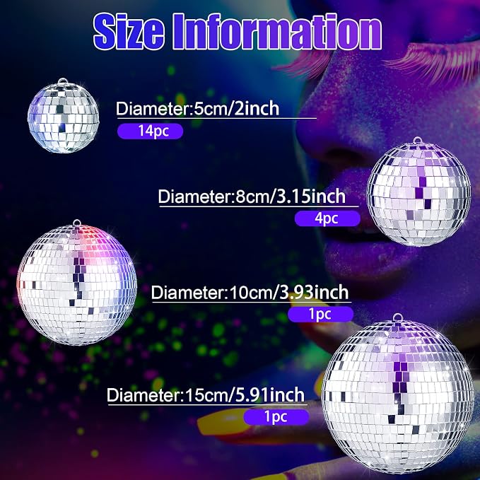 MTLEE 20 Pcs Disco Balls Decoration Mirror Disco Ball Assorted Silver Mini - Image 4