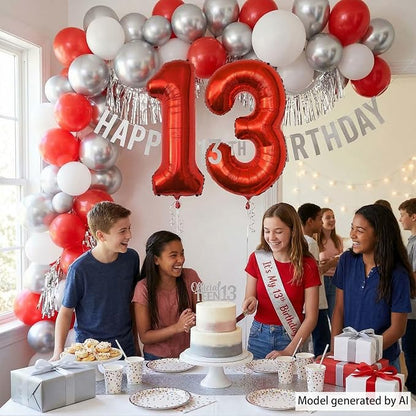 Red Number 13 Balloon 40 Inch, Foil Numeral - Image 6