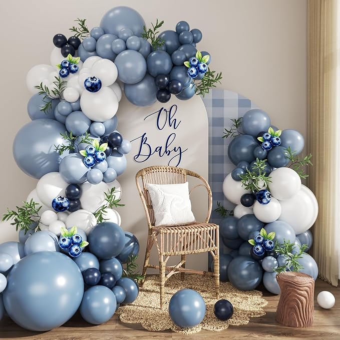 Blue White Balloon Arch Kit for Blueberry Baby Shower Birthday Decorations | by CROSSFINGERS