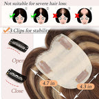 Human Hair Toppers for Women with Thinning Hair Real Human Topper Crown No Bangs 10 Inch #4P27 Medium Brown mix Dark Blonde