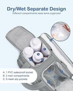 TOPDesign Travel Toiletry Bag for Women, Puffer Large Toiletry Bag, Lightweight Cosmetic Makeup Organizer with Handle for Traveling, Accessories, Essentials, Toiletries (Grey)