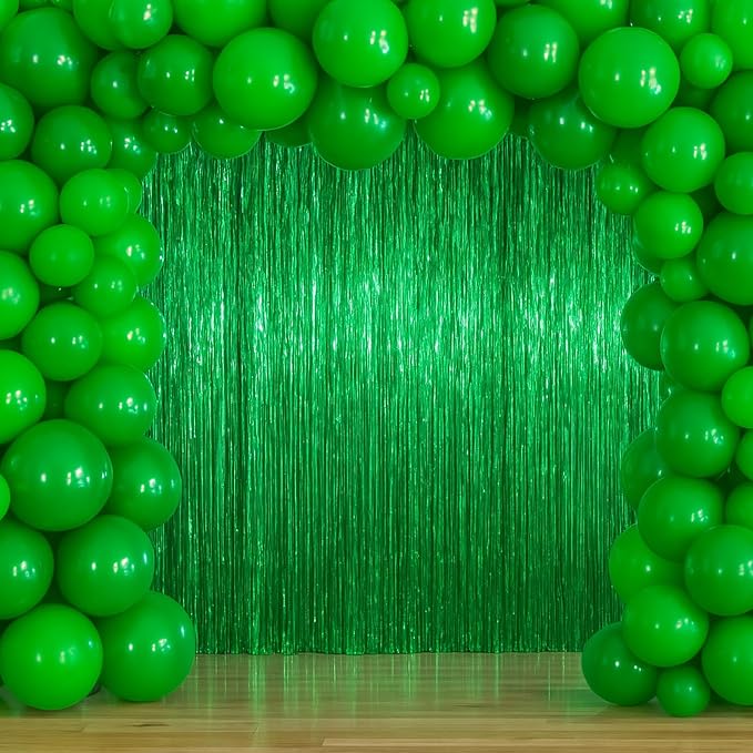 Voircoloria Green Foil Fringe Backdrop Curtains, 3.3 x 6.6 ft, Birthday Party - Image 7