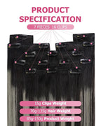 YoungSee 150G Clip in Human Hair Extensions Black Ombre Clip in Extensions Natural Black and Silver Balayage Clip in Hair Extensions Real Human Hair Easy to Wear 20Inch 7Pcs