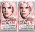 L'Oreal Paris Feria Multi-Faceted Shimmering Permanent Hair Color, P2 Rosy Blush (Smokey Pink) (Pack of 2)