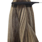 YoungSee Nano Ring Hair Extensions Ombre Brown 24Inch Nano Extensions Human Hair Balayage Dark Brown with Caramel Blonde Nano-Bead Hair Extension Long for Wedding 50G/S