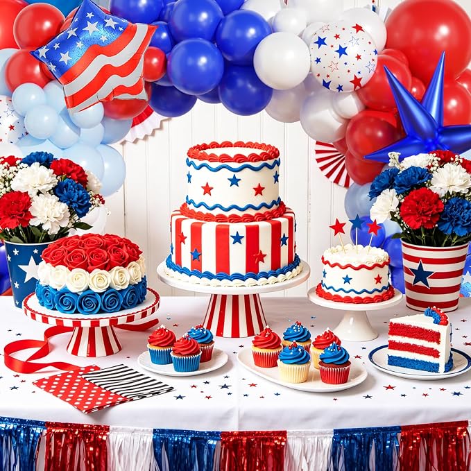 124Pcs 4th of July Balloon Arch Garland Kit Red White and Blue Birthday Party - Image 5