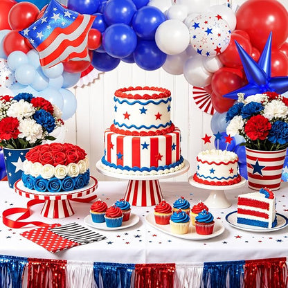 124Pcs 4th of July Balloon Arch Garland Kit Red White and Blue Birthday Party - Image 5