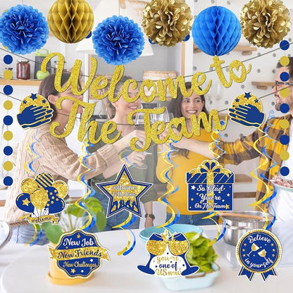 Welcome To The Team Banner Gold, Welcome Banner Circle Dots Garland Hanging - Image 5