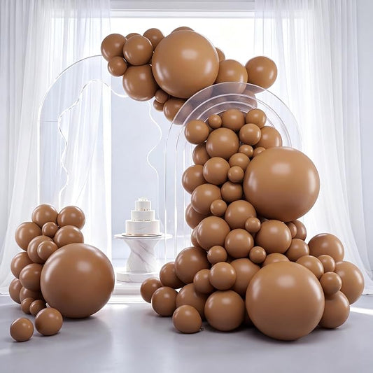 RUBFAC Brown Balloons 129pcs Different Sizes Pack of 18 12 10 5 Inch | Latex by RUBFAC
