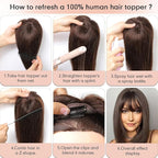 starluck Hair Toppers for Women Real Human Hair, 5"*5.5"Large Coverage Brown with Blond Highlight HairTopper No Bangs,100% Real Human Hair Toppers for Women with Thinning Hair,Cover Gray HairRoots