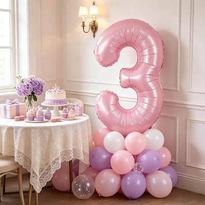 TONIFUL 40 Inch Pastel Pink Number 3 Balloons Large Foil 3rd Birthday Decor | - Image 3