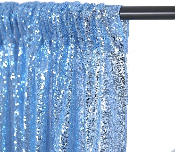 Baby Blue Sequin Backdrop 2 Panels 2FTx8FT Glitter Party Backdrop Curtains | - Image 6