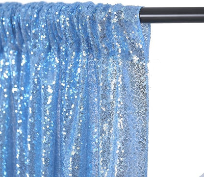 Baby Blue Sequin Backdrop 2 Panels 2FTx8FT Glitter Party Backdrop Curtains | - Image 6