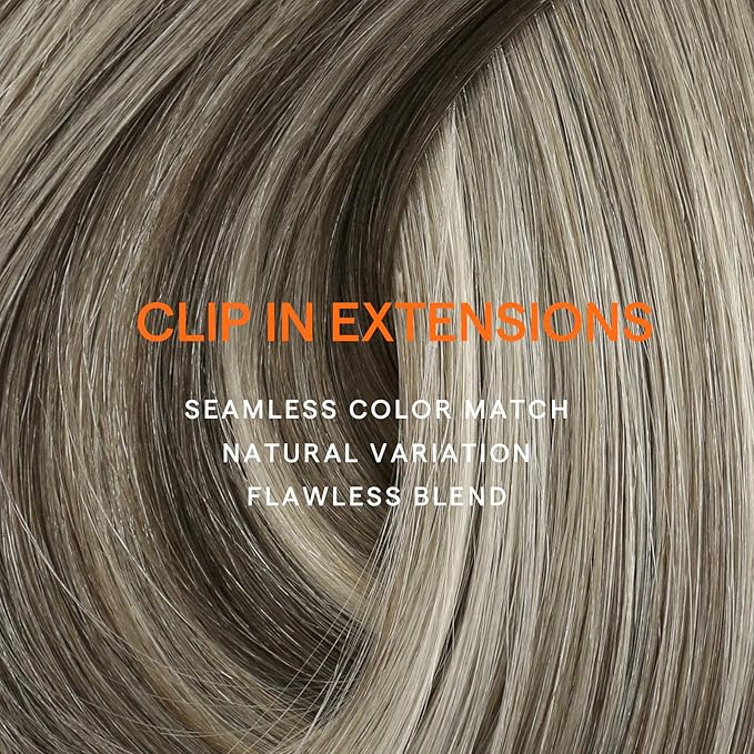 Full Shine Clip in Human Hair Extensions 20 Inch Seamless Clip in Extensions Straight Remy Hair Cool Ash Brown Ombre Highlight Blonde Hair Extensions Clip ins 7 Pcs 120 G