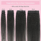 26Inch Kinky Straight Clip Ins Real Human Hair for Black Women Brazilian Real Hair Extensions 125g 8Pcs with 18Clips Per Set Double Weft Human Hair Clip Ins for Full Head (26 Inch)