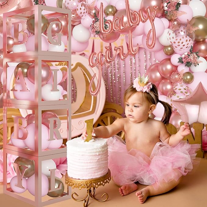 Amandir 134pcs Rose Gold Balloons Baby Box - Image 7