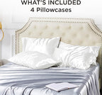 Bedsure Satin Pillowcase Standard Set of 4 - Pure White Silky Pillow Cases for Hair and Skin 20x26 Inches, Pillow Covers with Envelope Closure, Gifts for Women Men