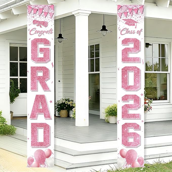 COHIE Congrats Grad Class of 2026 Porch Banner a Set of 2 by COCHIE
