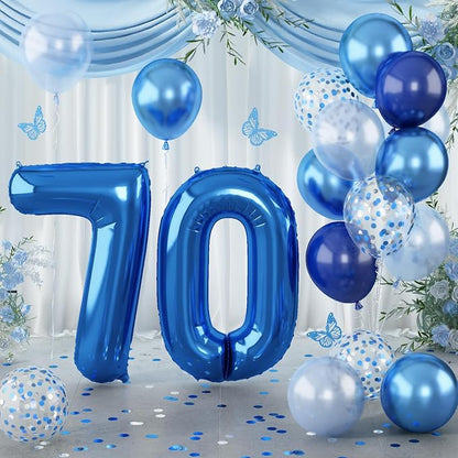 Giant Number Foil Balloon 70, Dark Blue Self Inflating 70th Birthday Balloon by Lingqiang