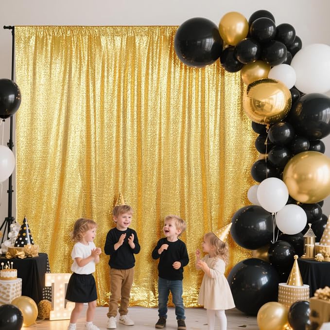 SquarePie 10x10ft Gold Sequin Backdrop, High Density Non-Transparent Glitter - Image 7