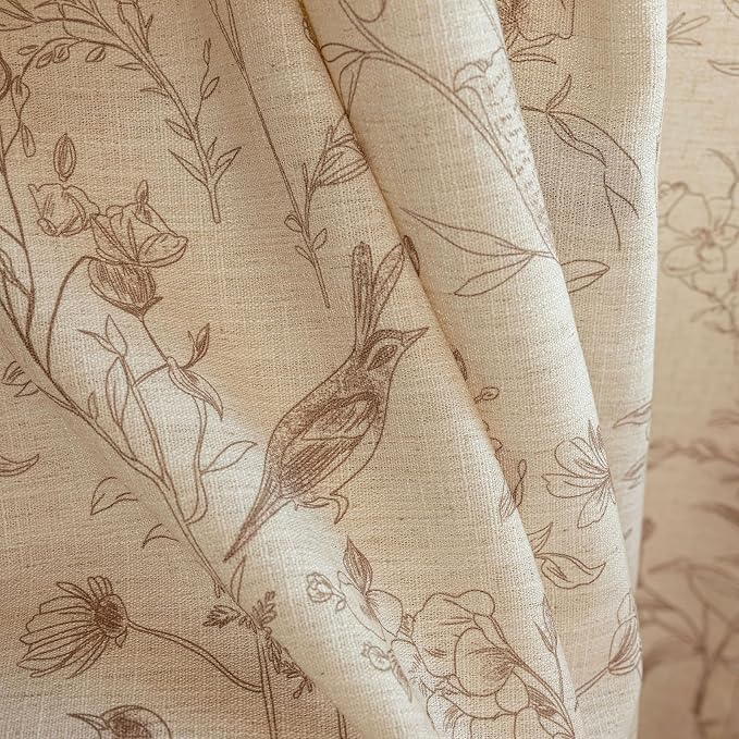 ENJOYBRIDAL Floral Curtains 84 Inches Long Farmhouse Semi Sheer Drapes Bird - Image 7