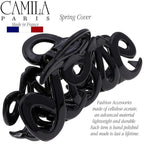 Camila Paris CP3026 French Hair Clip for Women, 3.25 inch Girls Hair Claw Clips Jaw Black Cellulose, Fashion Durable and Styling Hair Accessories for Women, Strong Hold No Slip Grip, Made in France