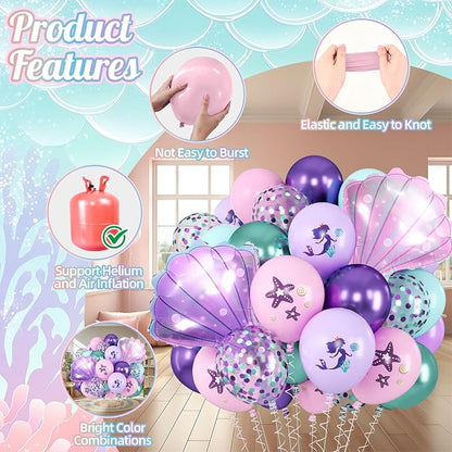 Mermaid balloons Pink Purple - Image 2