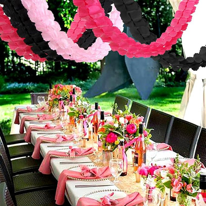 Hot Pink Black Party-Decorations Streamers Garland - 157Ft Four-Leaf Clover - Image 6