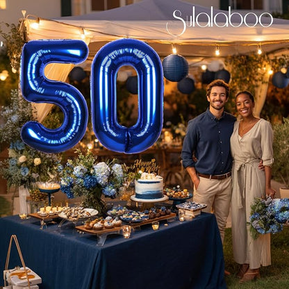 40 Inch Navy Blue Big Number 50 Balloon 0-9 Large Helium | Royal Blue Balloons - Image 5