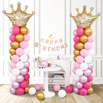 Princess Pink and White Gold Balloon Column Stand Kit Set of 2 - Image 8