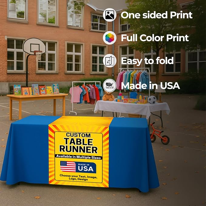DC Custom Table Runner with Business Logo, Table Vendor Display Made in USA | - Image 5