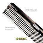 Kent 16T G Black Graphite Fine and Wide Tooth for Daily Grooming,Handmade Styling Comb for All Hair Types,Wet or Dry Hair Detangling Comb for Men and Women,Saw Cut Hand Polished,Made in England