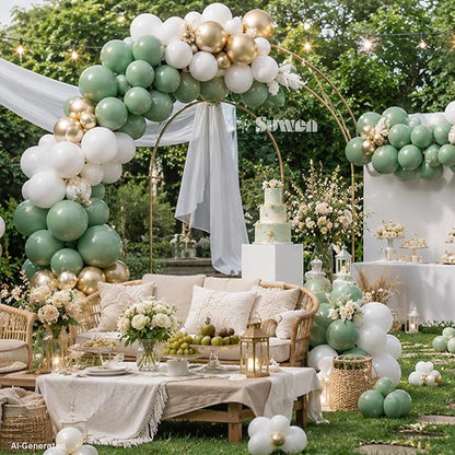 SUWEN Sage Green Balloons Arch Kit 153Pcs 18 10 5 Inch Garland | Sage Gold - Image 3