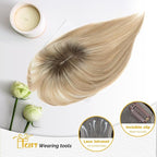 Hair Toppers for Women Real Human Hair Toppers for Women with Thinning Hairs Clip in Bangs 10 inch Swiss Base Hairpieces Loss Cover(Medium Brown to Creamy Iced Blone)#4T1016
