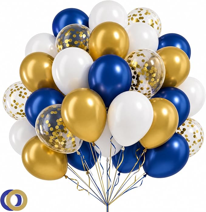 LovesTown Navy Blue Gold and White Balloons by Lovestown