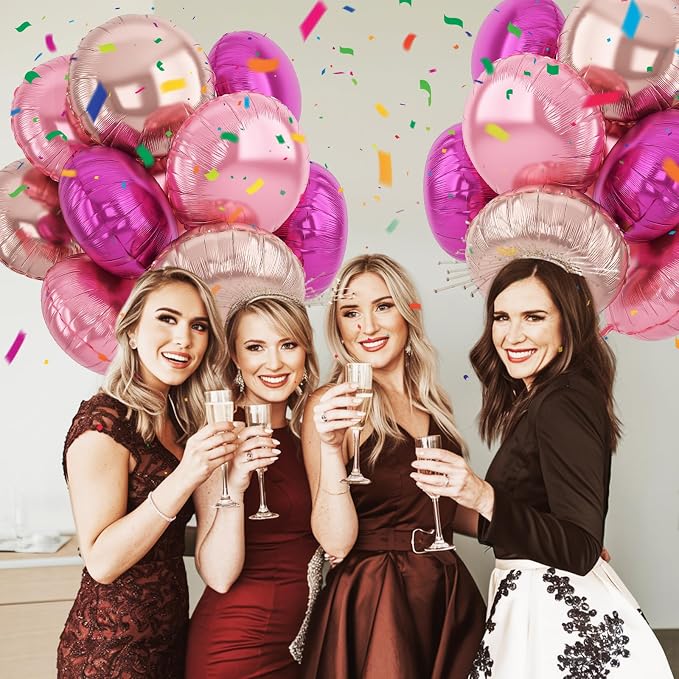 20PCS Round Shaped Balloons, 18 Inch Round Foil Balloon, Hot Light Pink Rose - Image 4