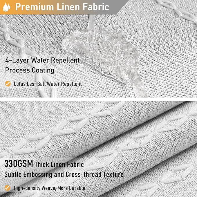 60 x 84 Boho Linen Heavy Duty Cloth Shower Curtain Set, 330GSM Linen Blend - Image 4