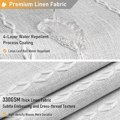 60 x 84 Boho Linen Heavy Duty Cloth Shower Curtain Set, 330GSM Linen Blend - Image 4