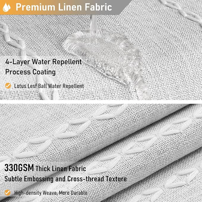 72 x 80 Boho Linen Heavy Duty Cloth Shower Curtain Set, 330GSM Linen Blend - Image 4