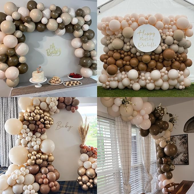 Brown Beige Gold Balloons Blush Neutral Tan Sand White Champagne Latex Balloon - Image 6